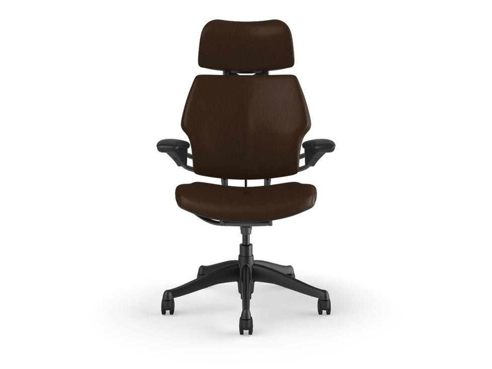 FREEDOM TASK CHAIR WITH HEADREST, GRAPHITE FRAME AND HEIGHT-ADJUSTABLE ARMS - CANYON/COFFEE TICINO LEATHER