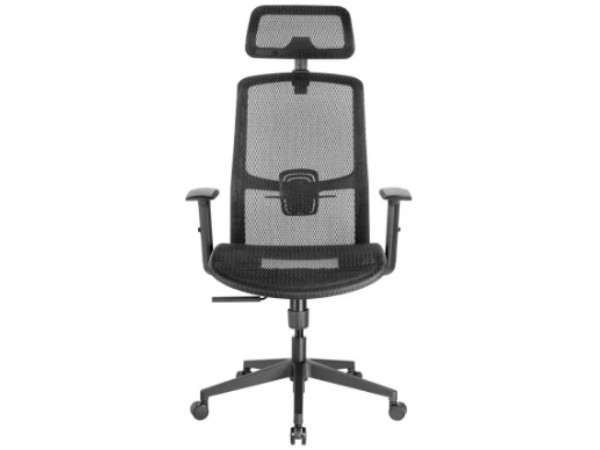 MONOPRICE WORKSTREAM BY MONOPRICE WFH ERGONOMIC OFFICE CHAIR WITH MESH SEAT_ LUMBAR SUPPORT_ ADJUSTABLE ARMRESTS_ BACKREST_ AND HEADREST
