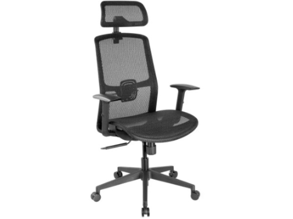 MONOPRICE WORKSTREAM BY MONOPRICE WFH ERGONOMIC OFFICE CHAIR WITH MESH SEAT_ LUMBAR SUPPORT_ ADJUSTABLE ARMRESTS_ BACKREST_ AND HEADREST