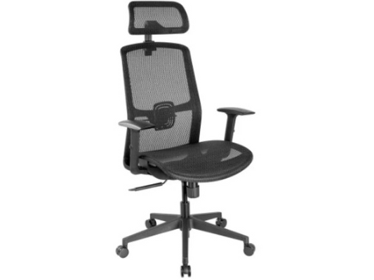 MONOPRICE WORKSTREAM BY MONOPRICE WFH ERGONOMIC OFFICE CHAIR WITH MESH SEAT_ LUMBAR SUPPORT_ ADJUSTABLE ARMRESTS_ BACKREST_ AND HEADREST