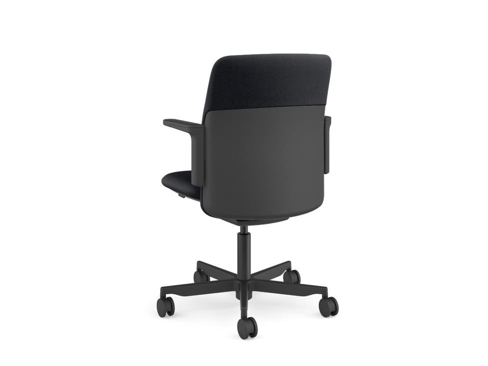 PATH TASK CHAIR WITH BLACK FRAME WITH BLACK TRIM AND FIXED ARMS - SOFT BLACK FORMSENSE ECO KNIT TEXTILE