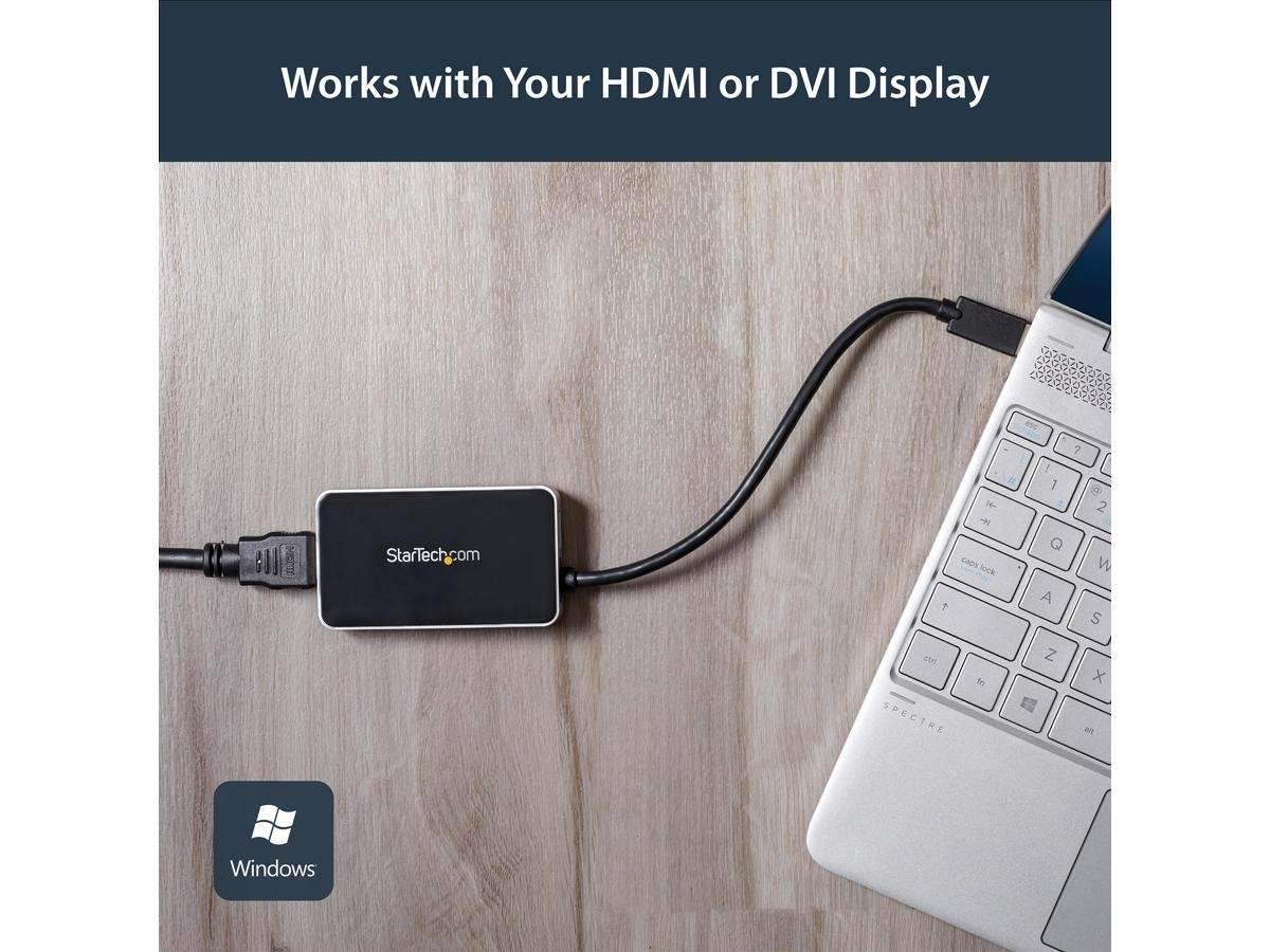 StarTech.com USB 3.0 to HDMI & DVI Adapter with 1x USB Port - External Video & Graphics Card Adapter - Dual Monitor Hub - Supports Windows (USB32HDEH) - docking station - USB 3.0 - HDMI - TAA Compliant