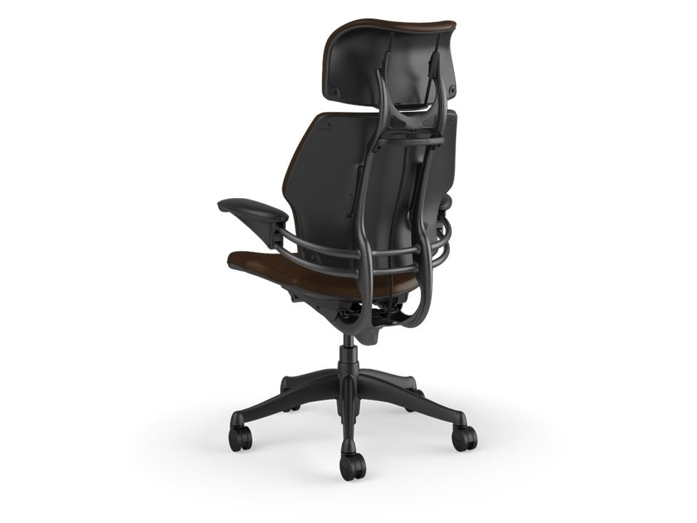 FREEDOM TASK CHAIR WITH HEADREST, GRAPHITE FRAME AND HEIGHT-ADJUSTABLE ARMS - CANYON/COFFEE TICINO LEATHER